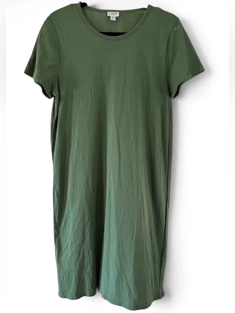 J. Crew Olive Green Cotton Midi Tee Dress
